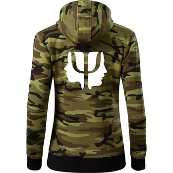 Dámská mikina Psychologie hlavy - Dámská mikina trendy zipper s kapucí - S ( Zelený maskáč )