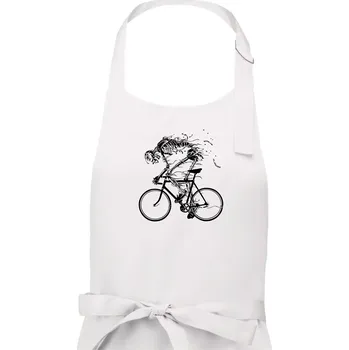 Kuchyňská zástěra Cyklo kostra - Pánská zástěra na vaření - Univerzální velikost ( Bílá )