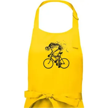 Kuchyňská zástěra Cyklo kostra - Pánská zástěra na vaření - Univerzální velikost ( Žlutá )