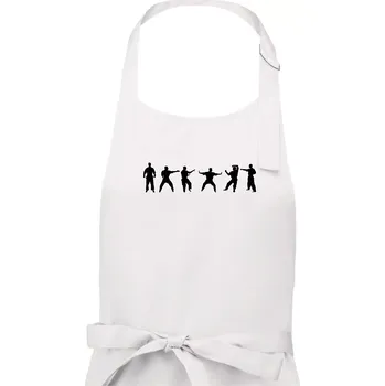 Kuchyňská zástěra Karate postavy - Dámská zástěra na vaření - Univerzální velikost ( Bílá )