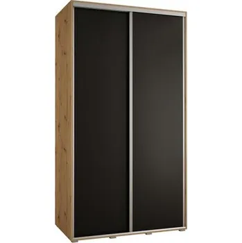 Šatní skříň Šatní skříň s posuvnými dveřmi DAVOS 140cm | DUB Artisan / černá / stříbrné