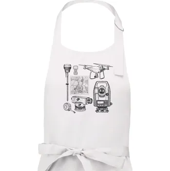 Kuchyňská zástěra Geodet teodolit dron - Dámská zástěra na vaření - Univerzální velikost ( Bílá )