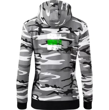 Dámská mikina Turistická značka - zelená - Dámská mikina trendy zipper s kapucí - 2XL ( Šedý maskáč )
