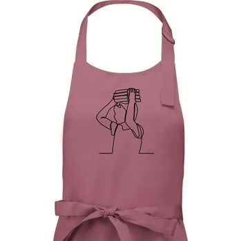 Kuchyňská zástěra Student a kniha jedním tahem - Dámská zástěra na vaření - Univerzální velikost ( Starorůžová )