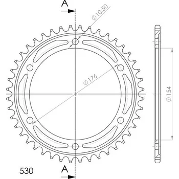 Řetězová sada pro motocykl Řetězová rozeta SUPERSPROX RFE-1342:44-BLK černý 44 zubů, 530