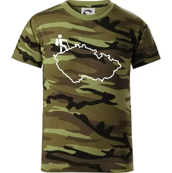 Český turista - Dětské maskáčové triko - 104-110cm / 3-4 roky ( Zelený maskáč )