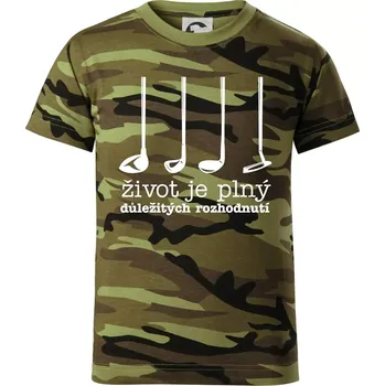 Golf - důležitá rozhodnutí - Dětské maskáčové triko - 146 cm/10 let ( Zelený maskáč )