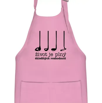 Kuchyňská zástěra Golf - důležitá rozhodnutí - Dětská zástěra na vaření - Univerzální velikost ( Růžová )