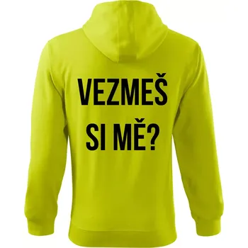 Pánská mikina Zásnuby - Mikina s kapucí na zip trendy zipper - 3XL ( Limetková )