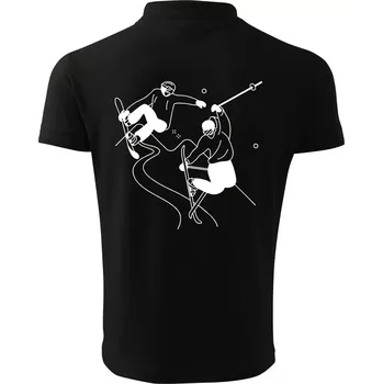 Pánská košile Lyžovaní - kresleny obrázek - Polokošile pánská Pique Polo 203 - 2XL ( Černá )