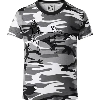 Chlapecké tričko Kůň silueta - Dětské maskáčové triko - 134 cm/8 let ( Šedý maskáč )