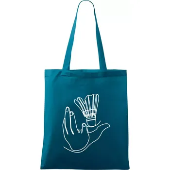 Nákupní taška Badminton jedním tahem - Taška bavlněná - 42 x 38 cm ( Petrolejová )