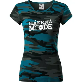 Dámské oblečení Házená mode - Dámské maskáčové triko - M ( Petrolejová maskáč )