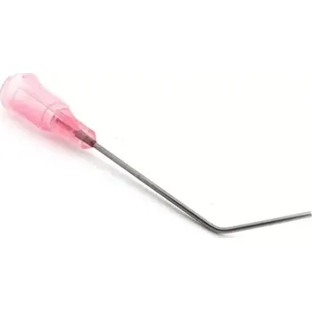 Lepící sada Zahnutá jehla PPU20 45° růžová- dlouhá (Zahnutá dávkovací jehla z nerezové oceli s úhlem 45°, opatřená polypropylenovým nábojem.)