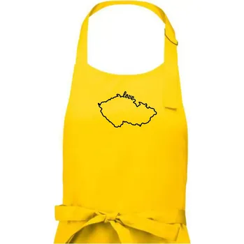 Kuchyňská zástěra Czech love mapa - Dámská zástěra na vaření - Univerzální velikost ( Žlutá )