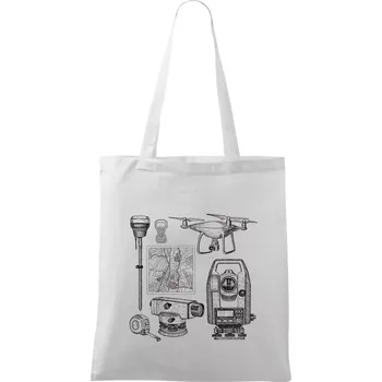 Nákupní taška Geodet teodolit dron - Taška bavlněná - 42 x 38 cm ( Bílá )