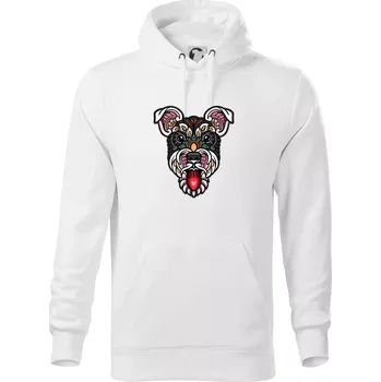 Pánská mikina Knírač hlava barevná - Mikina pánská Cape s kapucí - 2XL ( Bílá )