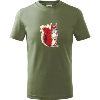 Veverka vintage - Tričko dětské bavlněné - 146 cm/10 let ( Khaki )