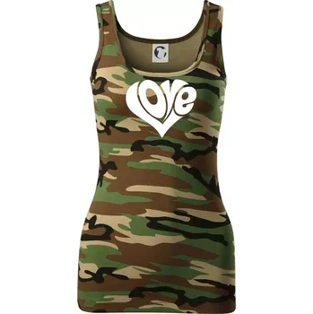Dámské tričko Love nápis jednoduchý - Dámské Maskáčové tílko - M ( Hnědý maskáč )