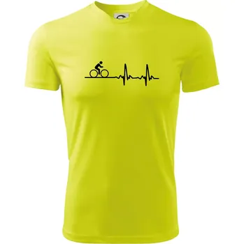 Pánské tričko Cyklo ekg - kolo - Pánské triko Fantasy sportovní (dresovina) - 3XL ( Neonově žlutá )