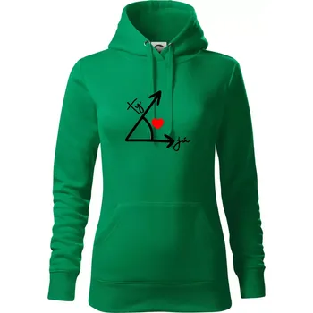 Dámská mikina Matematika láska - Mikina dámská Cape s kapucí - XS ( Středně zelená )