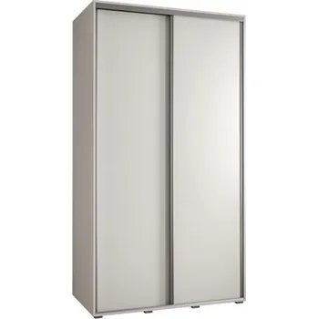 Šatní skříň Šatní skříň s posuvnými dveřmi DAVOS 140cm | Bílá / stříbrné pojezdy