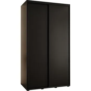 Šatní skříň Šatní skříň s posuvnými dveřmi DAVOS 140cm | Černá / černé pojezdy