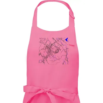 Kuchyňská zástěra Kopřivnice - Mapa s vodními toky - Dámská zástěra na vaření - Univerzální velikost ( Růžová )