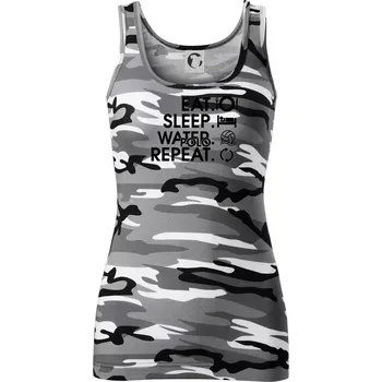 Dámské tričko Eat sleep water polo repeat - Dámské Maskáčové tílko - XS ( Šedý maskáč )