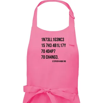 Kuchyňská zástěra Test inteligence - Stephen Hawking - Pánská zástěra na vaření - Univerzální velikost ( Růžová )