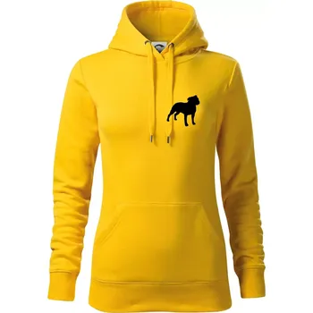 Dámská mikina Americký stafordširský teriér Na prsu - Mikina dámská Cape s kapucí - L ( Žlutá )