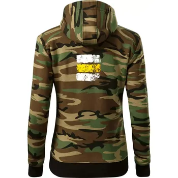Dámská mikina Turistická značka - žlutá - Dámská mikina trendy zipper s kapucí - S ( Hnědý maskáč )