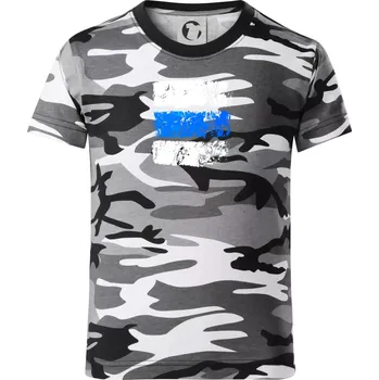 Chlapecké tričko Turistická značka - modrá - Dětské maskáčové triko - 134 cm/8 let ( Šedý maskáč )