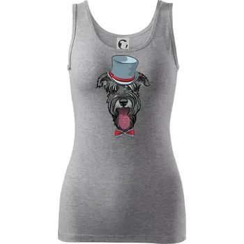 Dámské tričko Knírač v klobouku - Dámské tílko - XL ( Tmavě šedý melír )