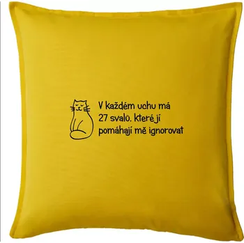 Polštář Kočka - 27 svalů - Polštář 50x50 - 50x50 - Pouze potah ( Žlutá )