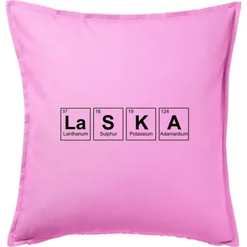 Polštář Láska - periodická tabulka - Polštář 50x50 - 50x50 - Pouze potah ( Růžová )