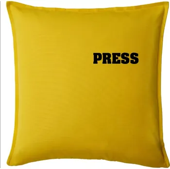 Polštář Novinář nápis - Press - Polštář 50x50 - 50x50 - Pouze potah ( Žlutá )