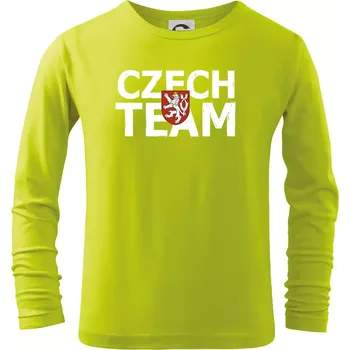 Czech team - Český lev - Triko dětské Long Sleeve - 122 cm/6 let ( Limetková )