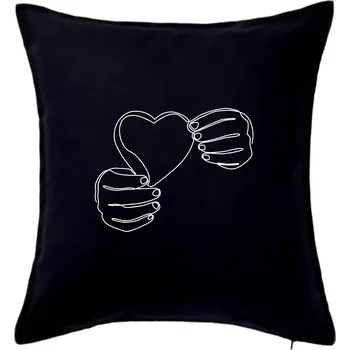 Polštář Ruka držící srdce jedním tahem - Polštář 50x50 - 50x50 - Pouze potah ( Černá )
