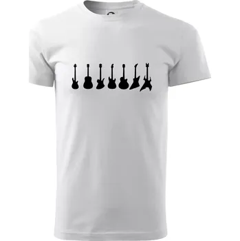Pánské tričko Kytary v řadě - Klasické pánské triko vyšší gramáže - S ( Bílá )