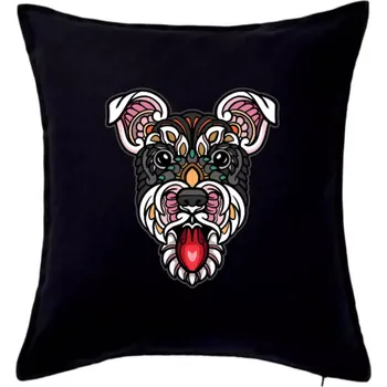 Polštář Knírač hlava barevná - Polštář 50x50 - 50x50 - Včetně výplně ( Černá )