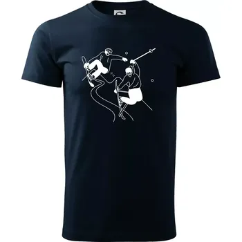 Pánské tričko Lyžovaní - kresleny obrázek - Triko extra velké (5-8XL) - 8XL ( Námořní modrá (velmi tmavá - téměř černá) )