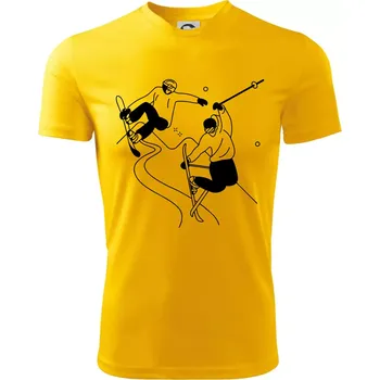 Lyžovaní - kresleny obrázek - Dětské triko sportovní (dresovina) - 122 cm/6 let ( Žlutá )