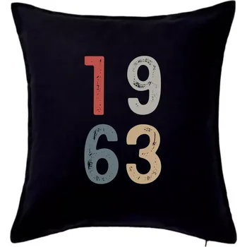 Polštář Vintage číslice 1963 - Polštář 50x50 - 50x50 - Včetně výplně ( Černá )