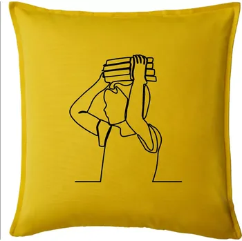 Polštář Student a kniha jedním tahem - Polštář 50x50 - 50x50 - Pouze potah ( Žlutá )