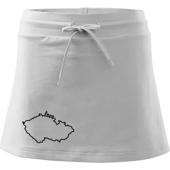 Dámská sukně Czech love mapa - Sportovní sukně - two in one - L ( Bílá )