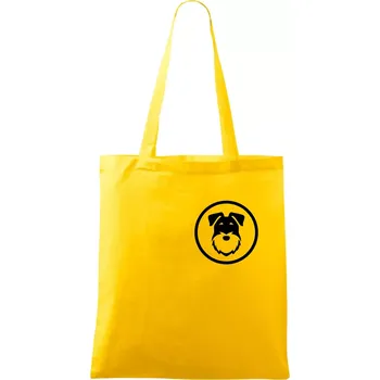 Knírač v kolečku na prsu - Taška bavlněná - 42 x 38 cm ( Žlutá )