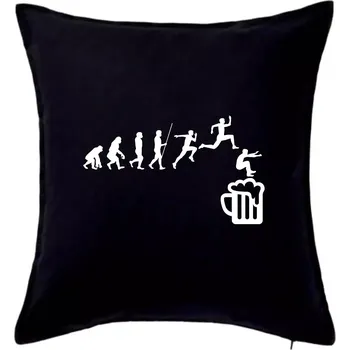 Polštář Evoluce pivo skok - Polštář 50x50 - 50x50 - Pouze potah ( Černá )