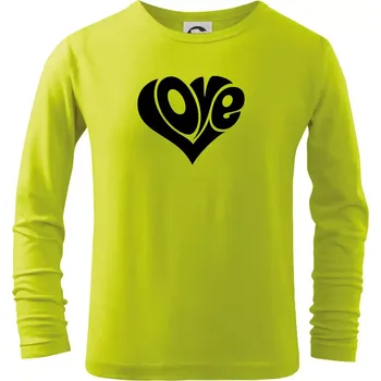 Chlapecké oblečení Love nápis jednoduchý - Triko dětské Long Sleeve - 146 cm/10 let ( Limetková )