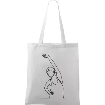 Protahující se žena jedním tahem - Taška bavlněná - 42 x 38 cm ( Bílá )
